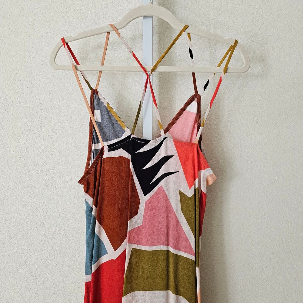 ANTHROPOLOGIE CONDITIONS APPLY Abstract Multicolored Slip Midi Dress Sz M - Picture 5 of 16